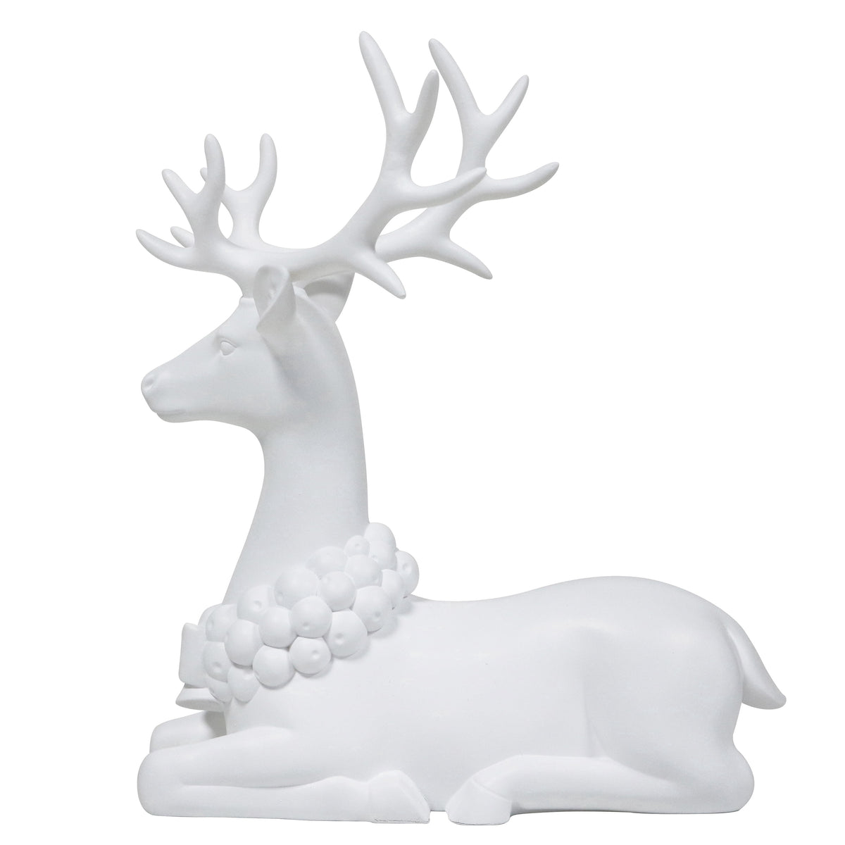 Blow Mold Sitting Deer Christmas Decoration, White, 11", by Holiday Time