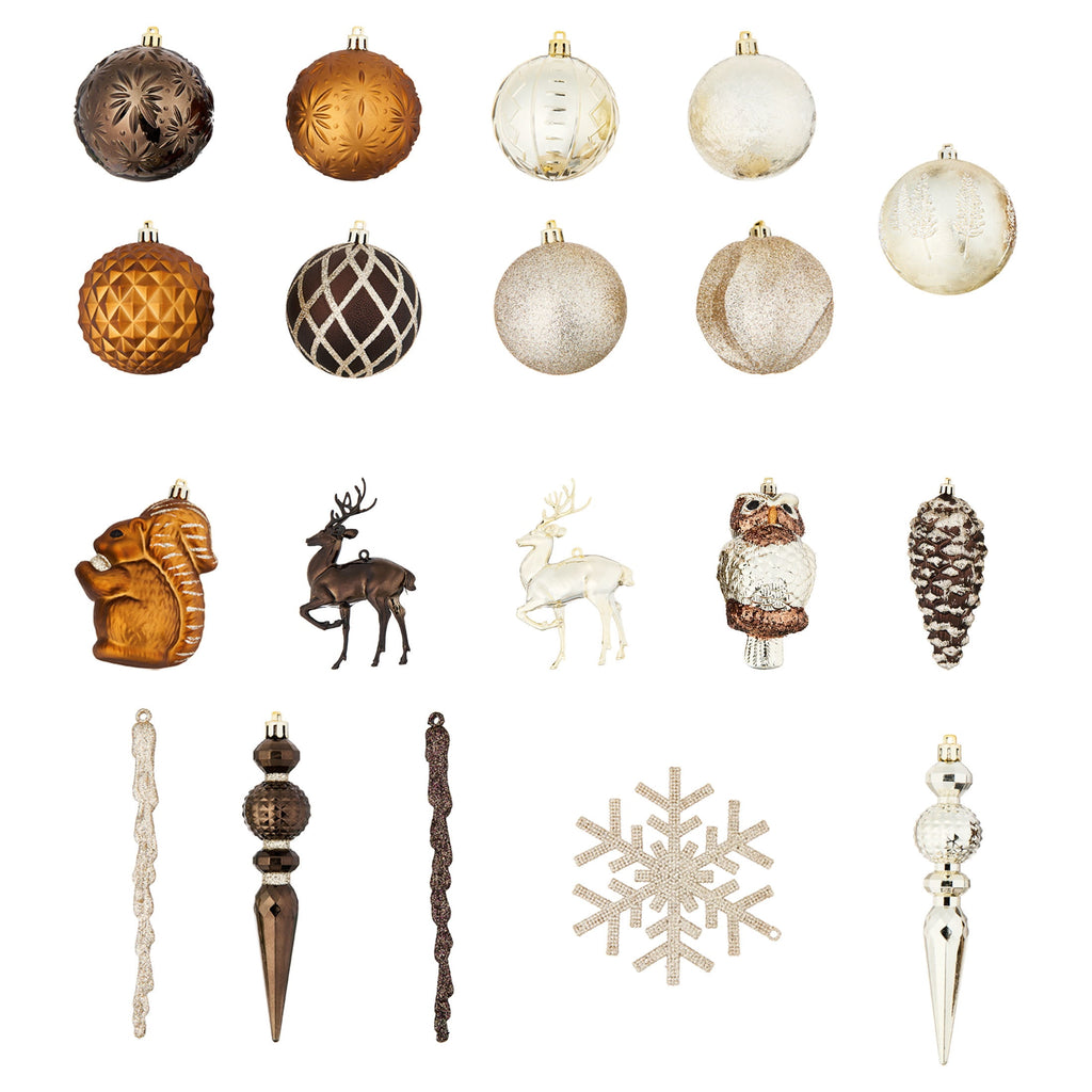 70-Count Gold/Bronze/Brown Shatterproof Christmas Ornaments, by Holiday Time