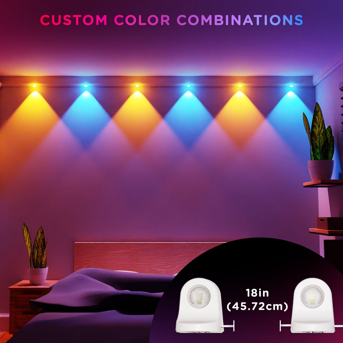 Enbrighten Spectrum Indoor 8ft LED Wall Lights RGBWIC Color Changing String Downlights