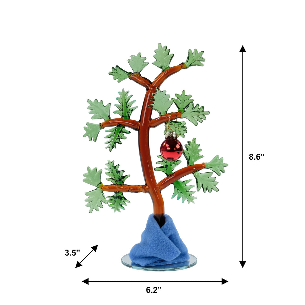 Peanuts Charlie Brown Glass Christmas Tree – Holiday Tabletop Tree