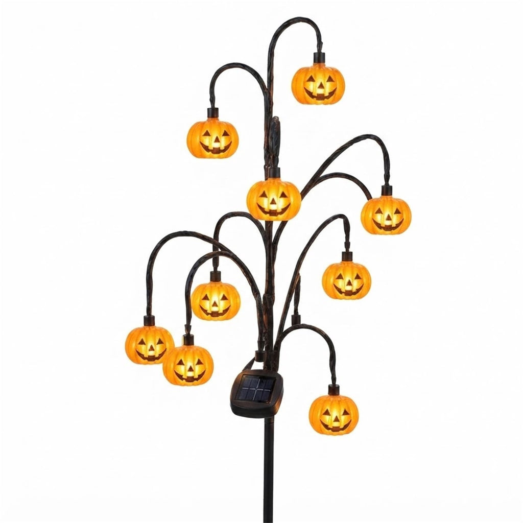 Stijggn Halloween Pumpkin Stake Solar Garden Lights, Waterproof Multi Branch Little Pumpkin Lantern Garden Stake Lights Outdoor Walkway Yard Garden Decoration