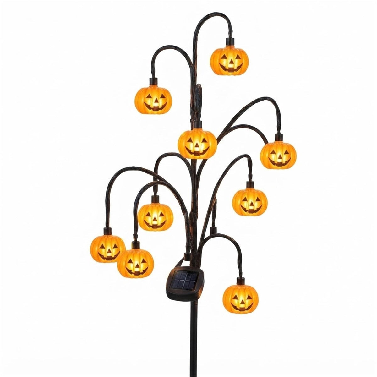 Stijggn Halloween Pumpkin Stake Solar Garden Lights, Waterproof Multi Branch Little Pumpkin Lantern Garden Stake Lights Outdoor Walkway Yard Garden Decoration