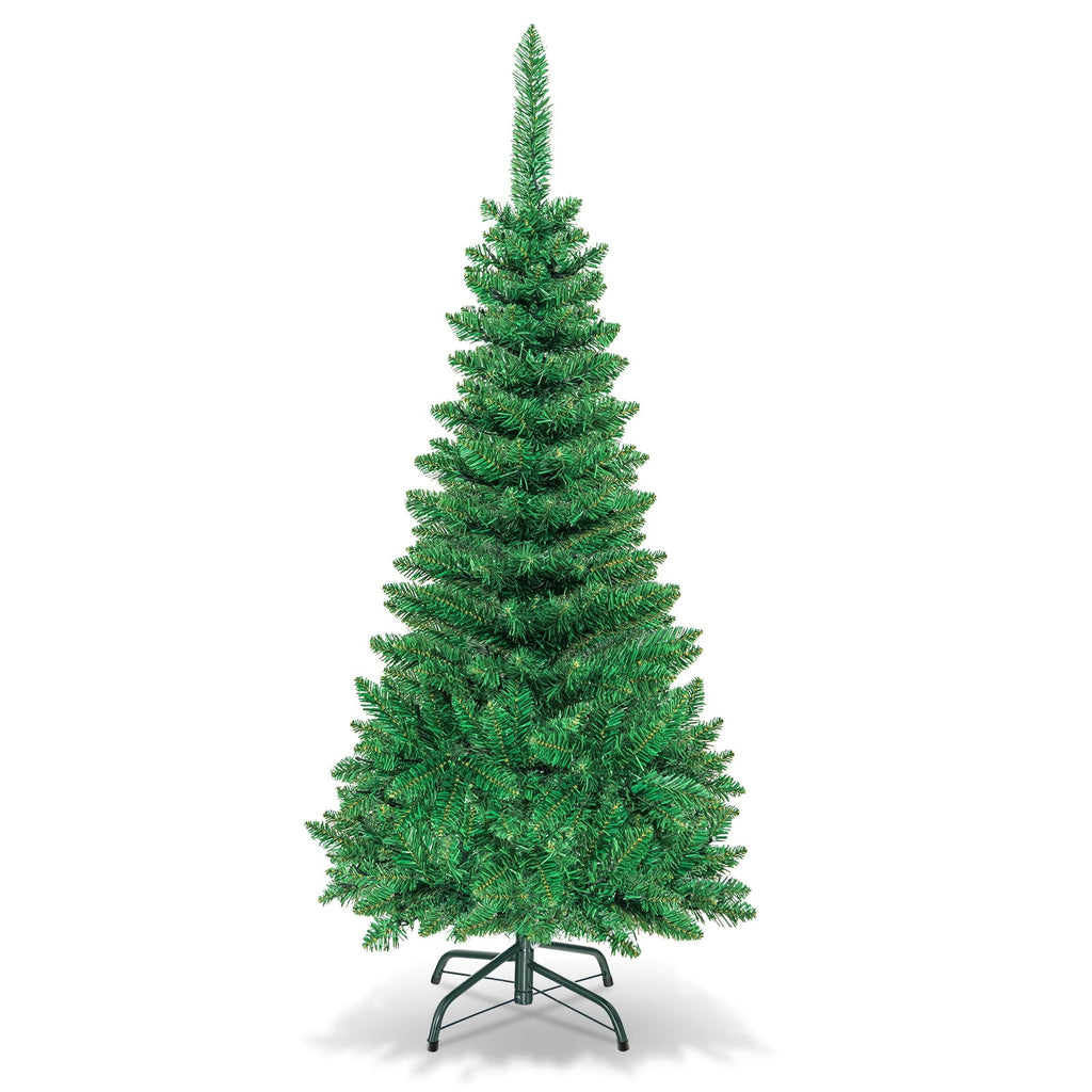 Topbuy 6.5ft Pencil Christmas Tree Pre-Lit Hinged Artificial Decoration w/ 250 Warm White Lights