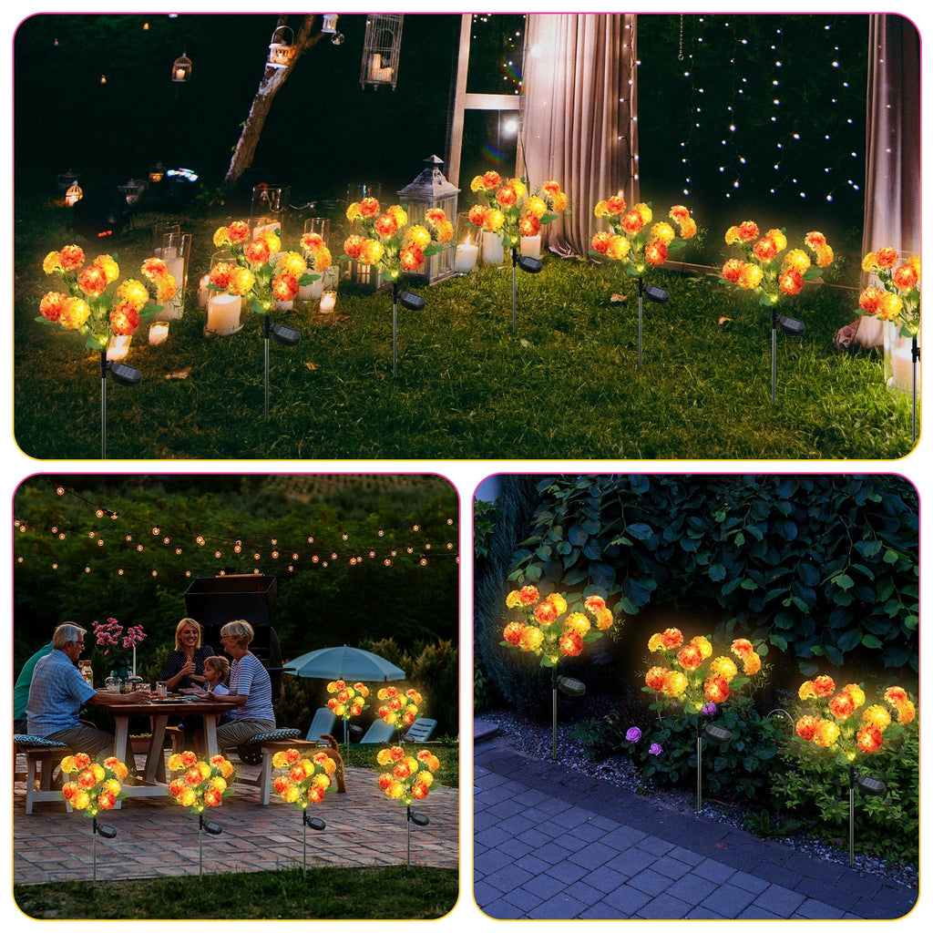 Qoosea Solar Garden Lights Outdoor Waterproof Decorative Flower New Upgraded 2 pack with 17 Butterfly Solar Lights for Garden Yard Outdoor Decor Pathway, Gifts for Mom