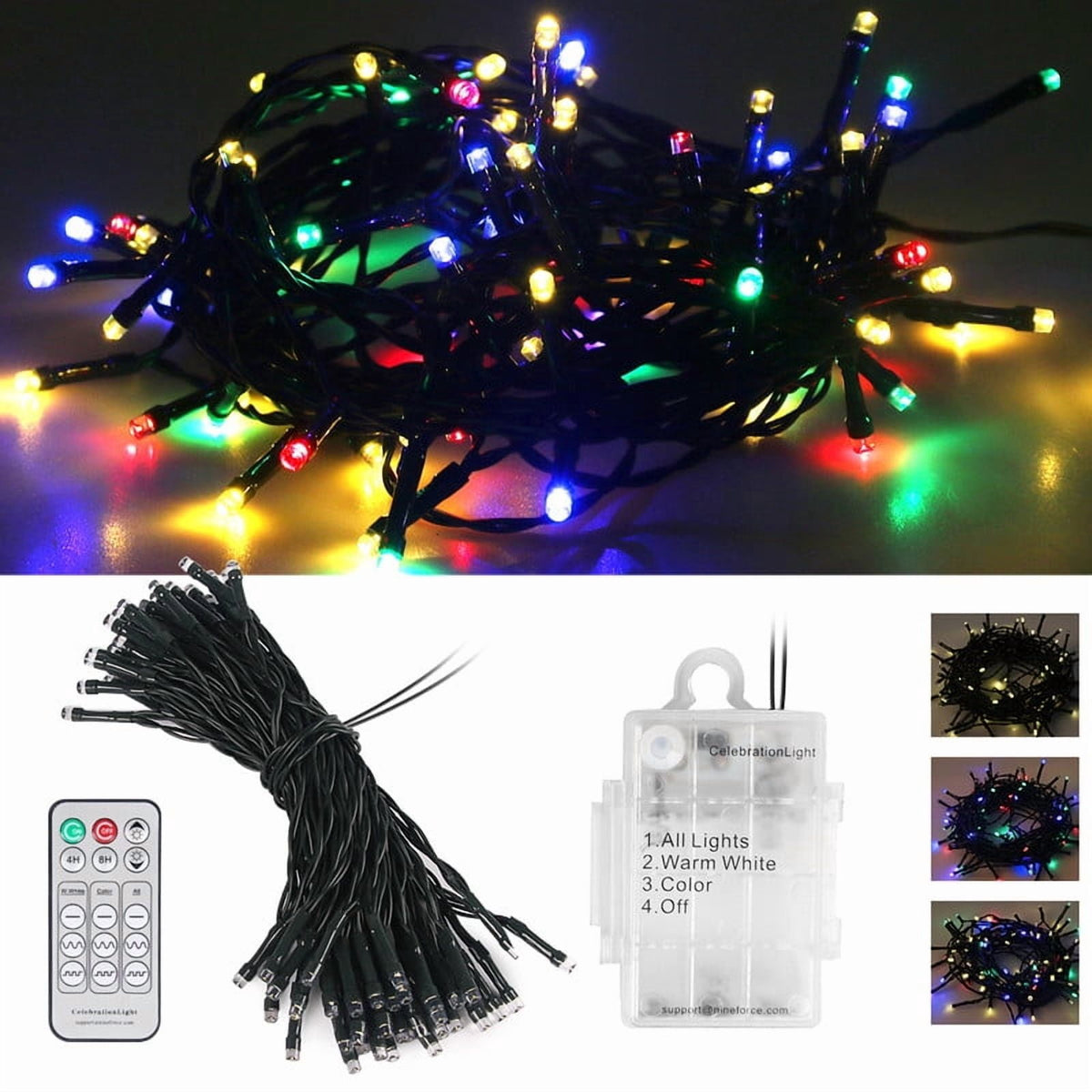 35ft Christmas String Lights with Remote, 75 LED Battery Operated Fairy Lights for Indoor & Outdoor, 3 Colors 9 Light Modes