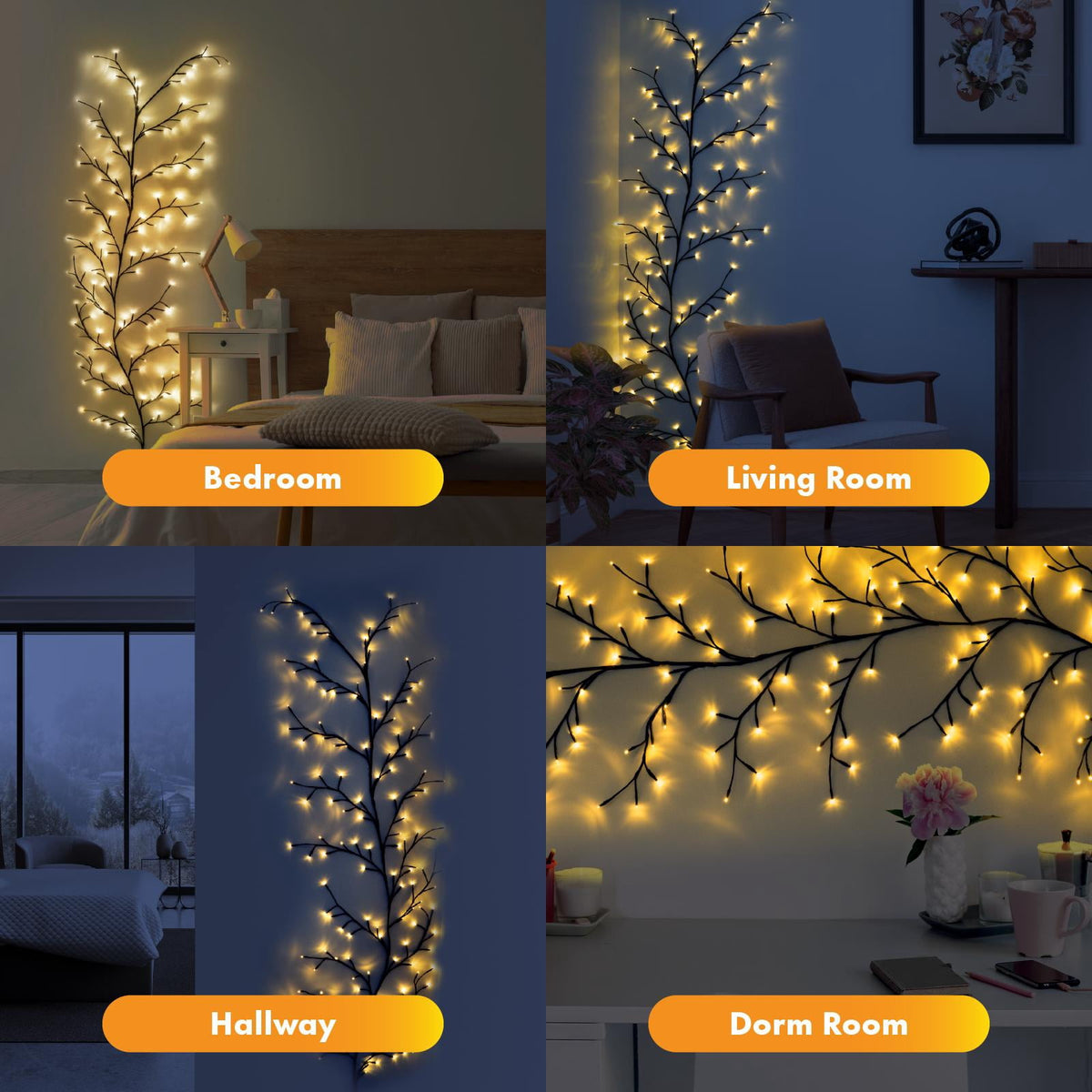 Twinkle Star 144 LED, 18 Branches Enchanted Willow Vine Lights, 7.5ft Plug-in Lights for Walls Bedroom Home Decor, 1 Pack