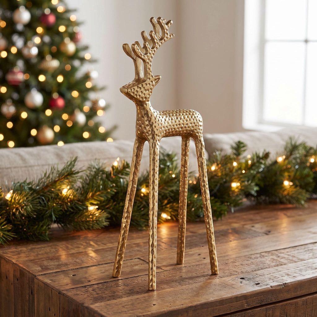 Metal Reindeer Christmas Decoration, Gold, 16", by Holiday Time