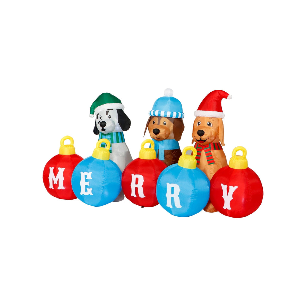 Multicolor Merry Dogs Christmas Airblown Yard Inflatable, 8', by Holiday Time