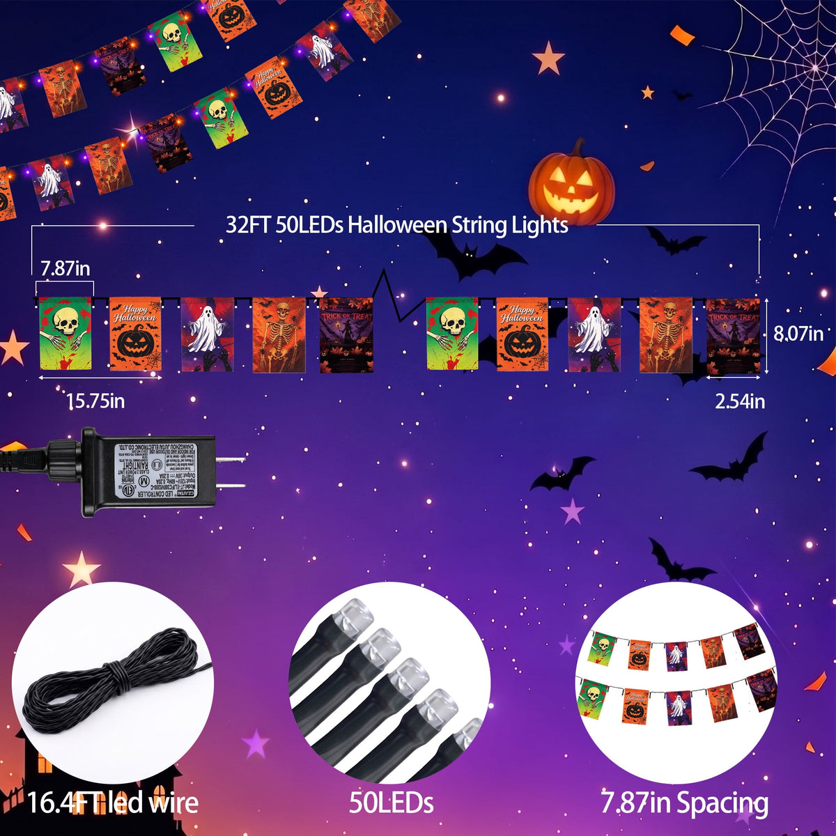 Toodour Orange & Purple Halloween Lights, 82ft 200 LED Plug in Halloween String Lights with 8 Modes, Memory & Timer Function, Connectable Halloween Outdoor Lights for Home, Garden, Halloween Decor