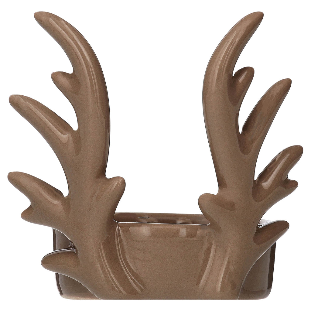 Small Brown Stoneware Antler Christmas Candle Holder, 3", by Holiday Time