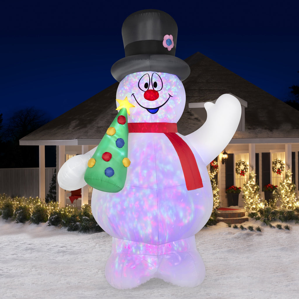 Airblown Christmas Light-Projection Kaleidoscope-Flashing-Frosty w/Tree-16ft-WB