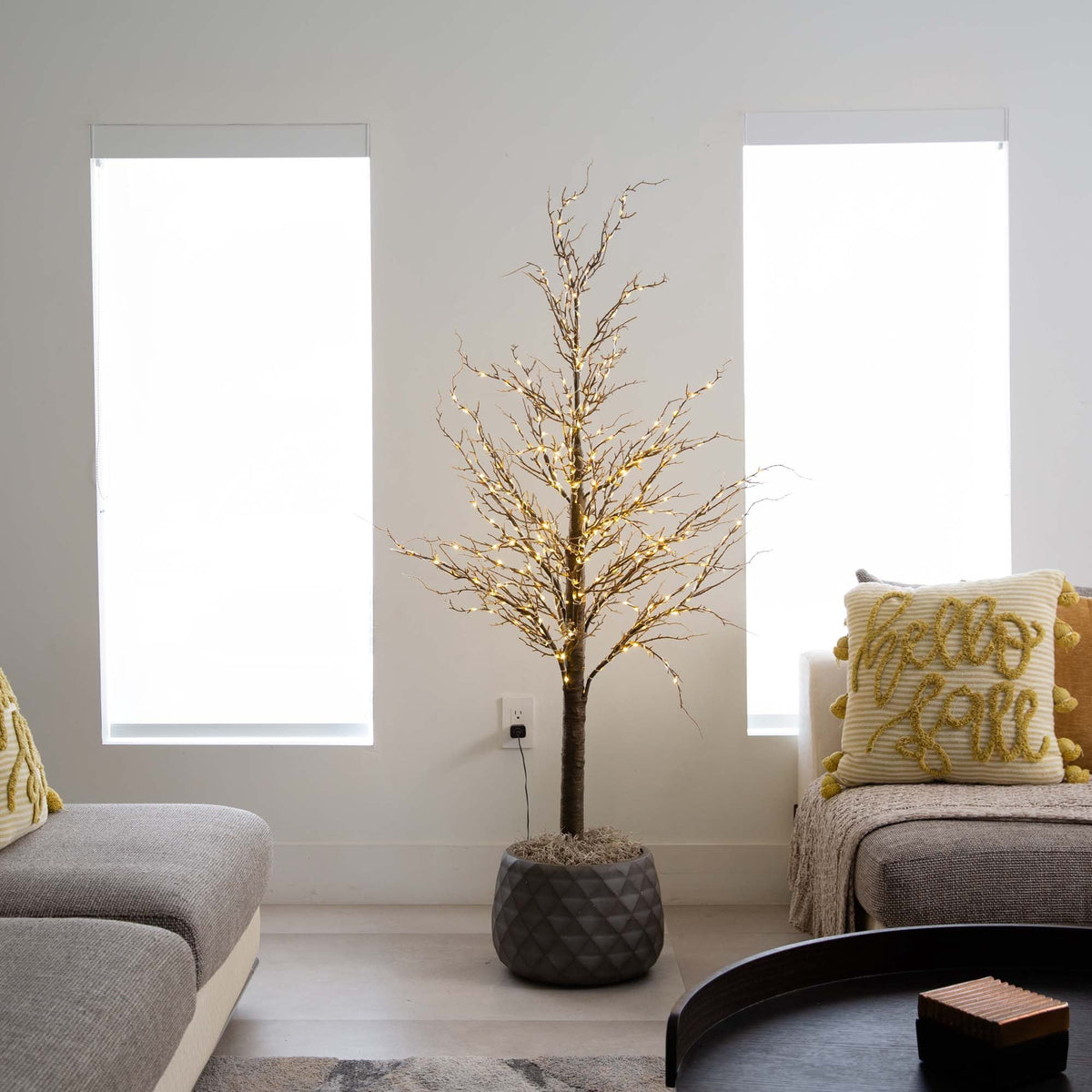 Nearly Natural Pre-Lit Brown Twig Artificial Christmas Tree - 4' - Warm White LED Lights