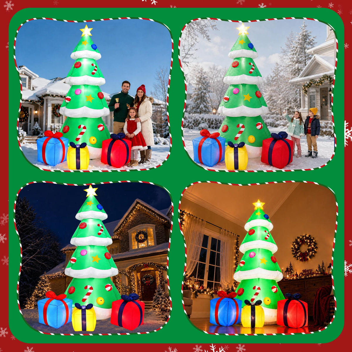 Goosiay 10FT Christmas Inflatables Tree with Built-In LED Lights and Gift Boxes, Giant Xmas Blow Up Tree Yard Decoration for Outdoor Yard Garden Lawn Decor,Green