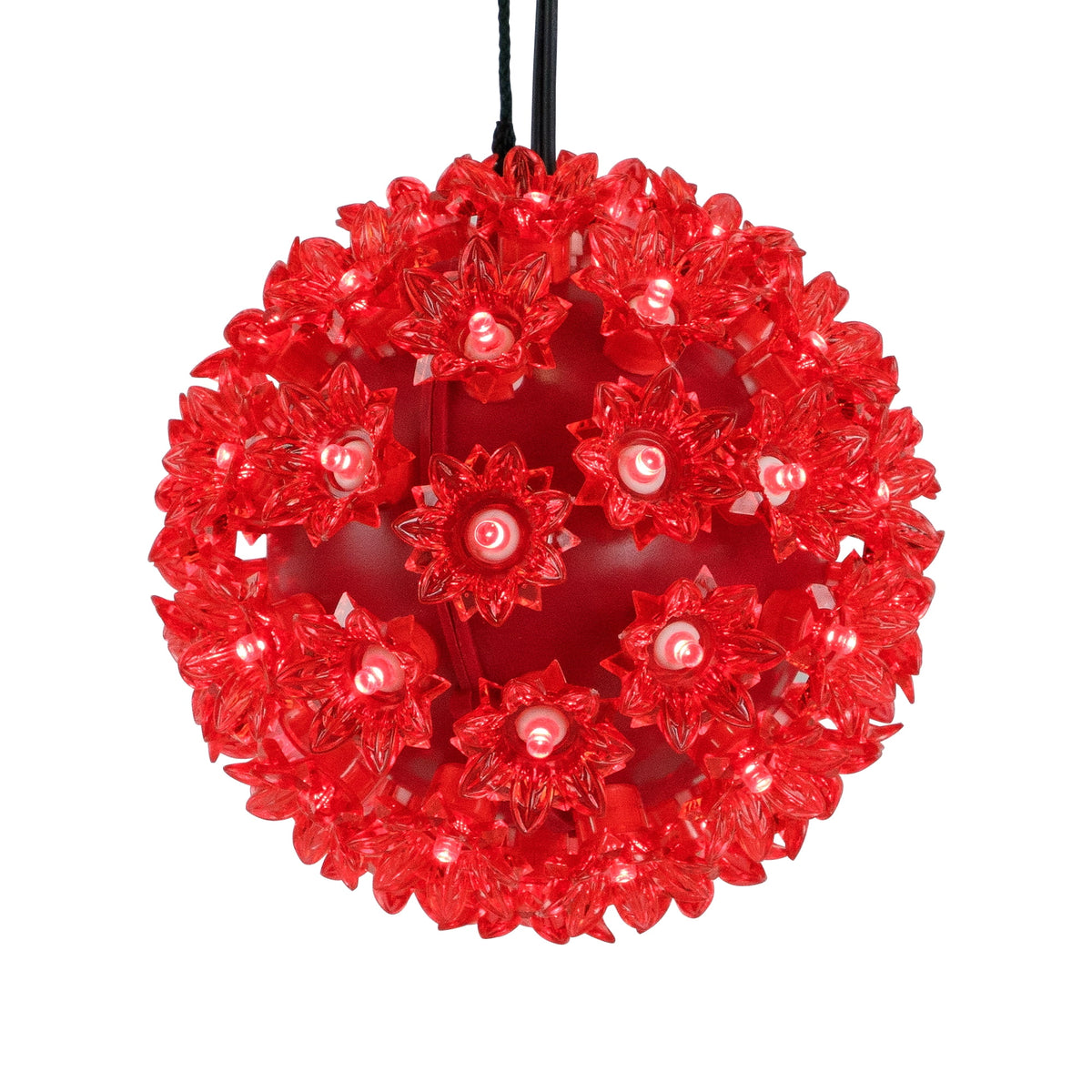Northlight LED Lighted Hanging Starlight Floral Sphere Outdoor Christmas Decoration- 6" - Red