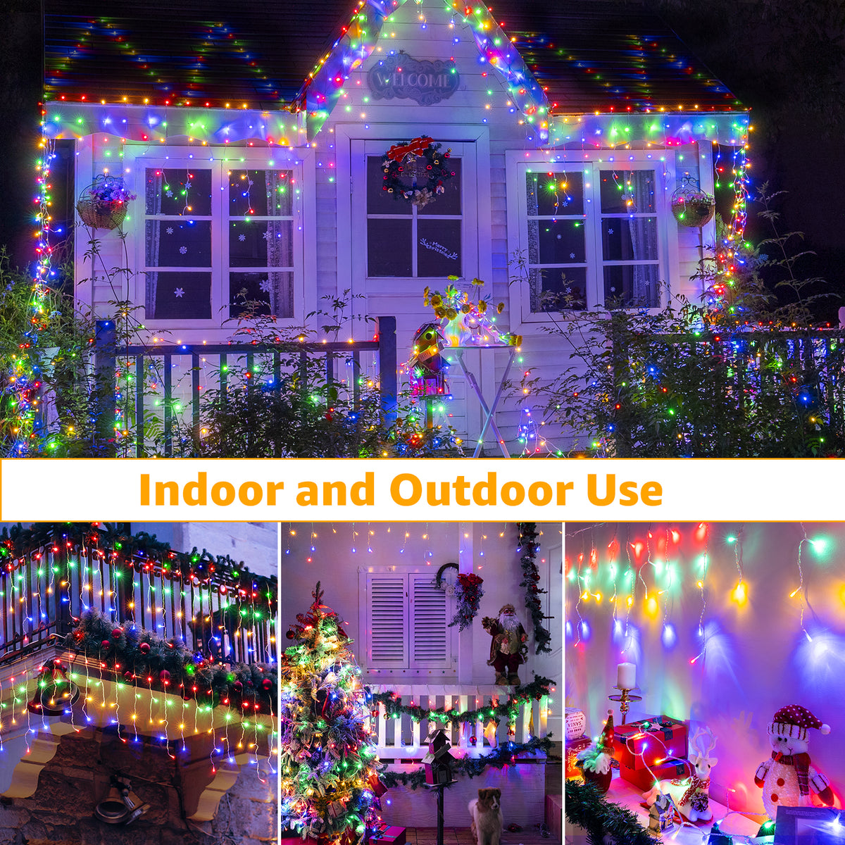 Ollny 24ft 216 LED Icicle Lights for Outside, 8 Lighting Modes 3 Timing Waterproof Icicle Christmas Lights Indoor Outdoor Decorations, White