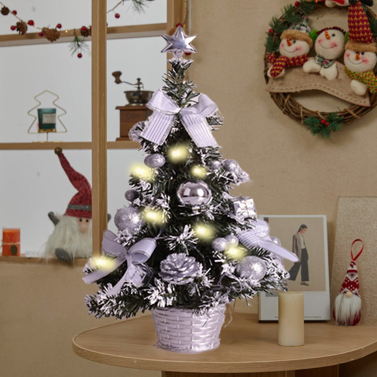 Mouliraty Tabletop Christmas Tree, Artificial Mini Xmas Tree Ornaments For Christmas New Year Table Top Decor Home Indoor Decoration Tree Decor Home Decoration