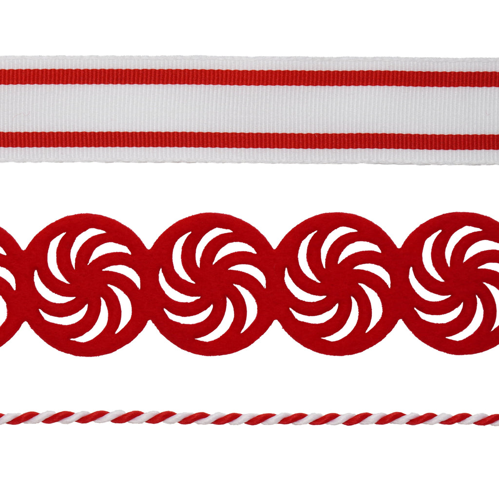 Red and White Peppermint Candy Christmas Ribbon, 18', 3 Pack, by Holiday Time