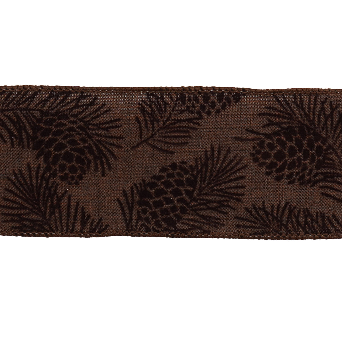 Brown Pinecone Pattern Sheer Christmas Ribbon, 2.5" x 25', by Holiday Time