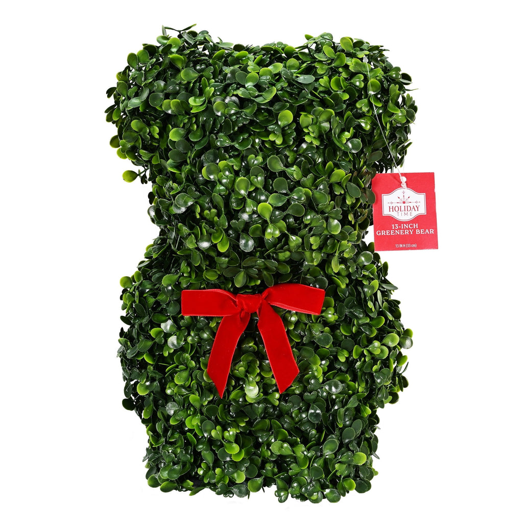 Topiary Bear Christmas Decoration, Green and Red, 13", by Holiday Time
