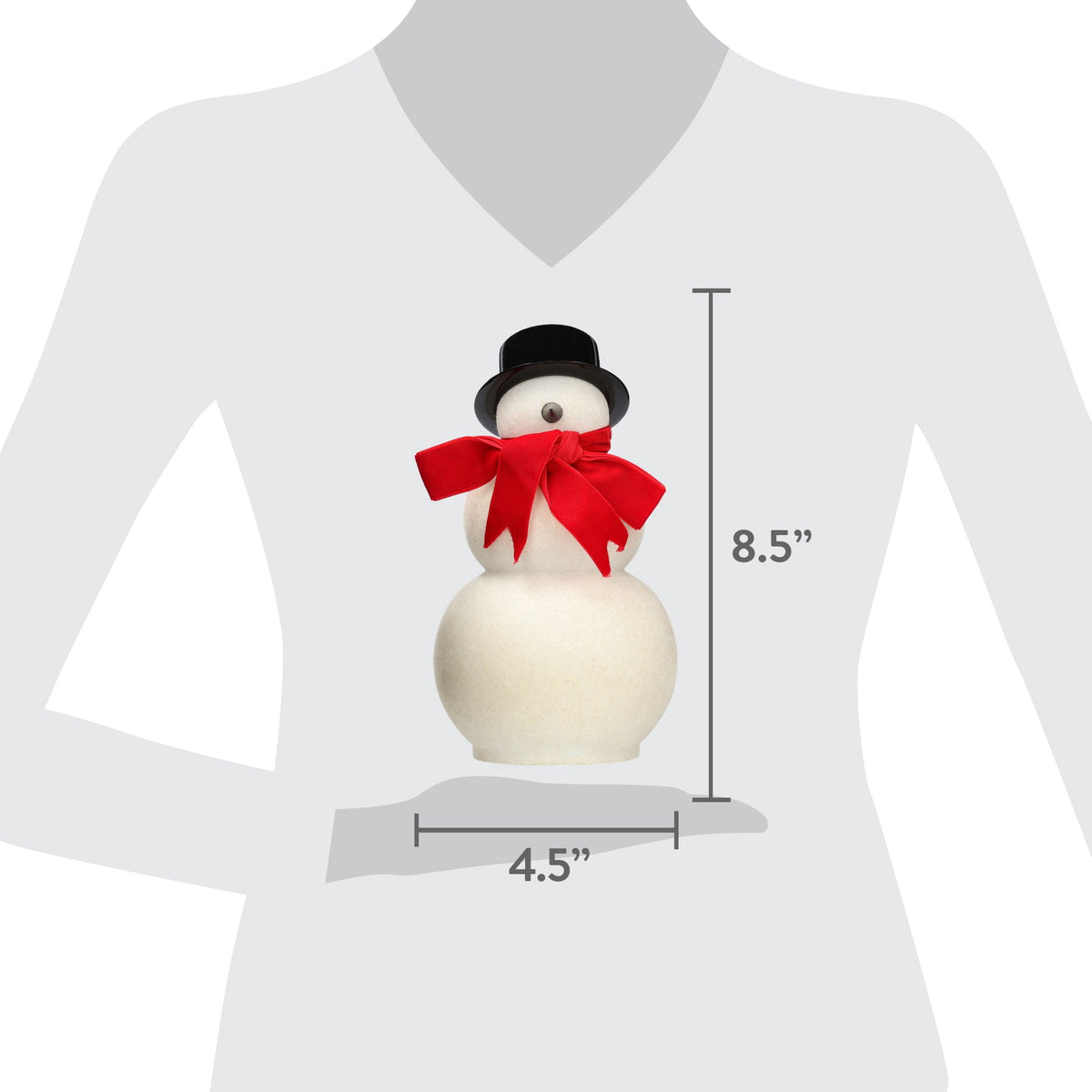 Red/White/Black Velvet-Feel Snowman Christmas Decoration, 8.5", by Holiday Time