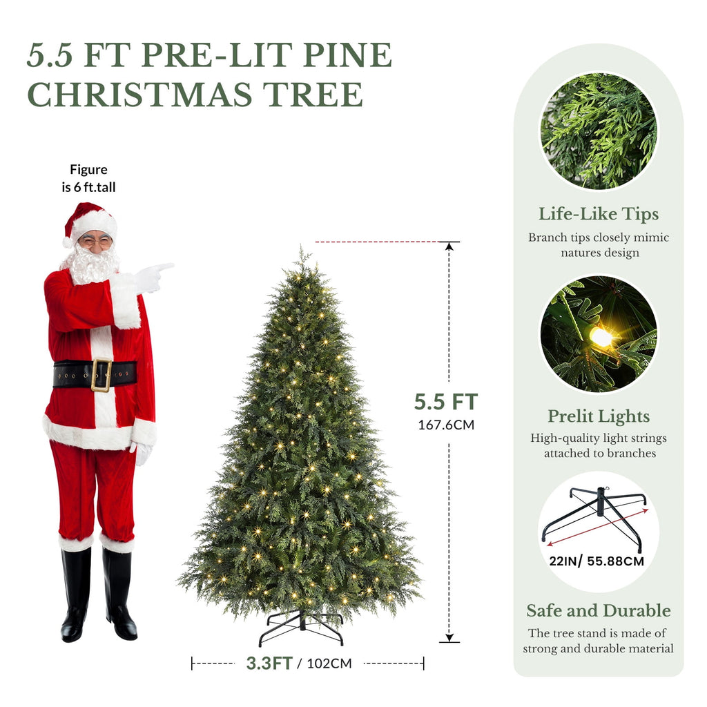 Lolsea 7ft Prelit PE Aspen Cypress Artificial Christmas Tree with Remote Control, Timer and Warm White & Multi-Color Lights