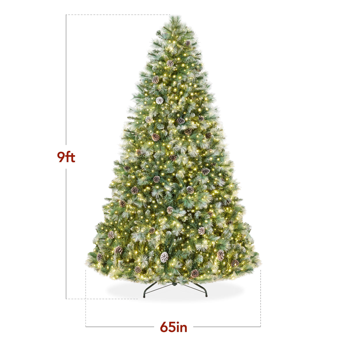 Best Choice Products 6ft Pre-Lit Frosted Scotch Pine Christmas Tree w/ 946 Branch Tips, 250 2-in-1 LED Lights