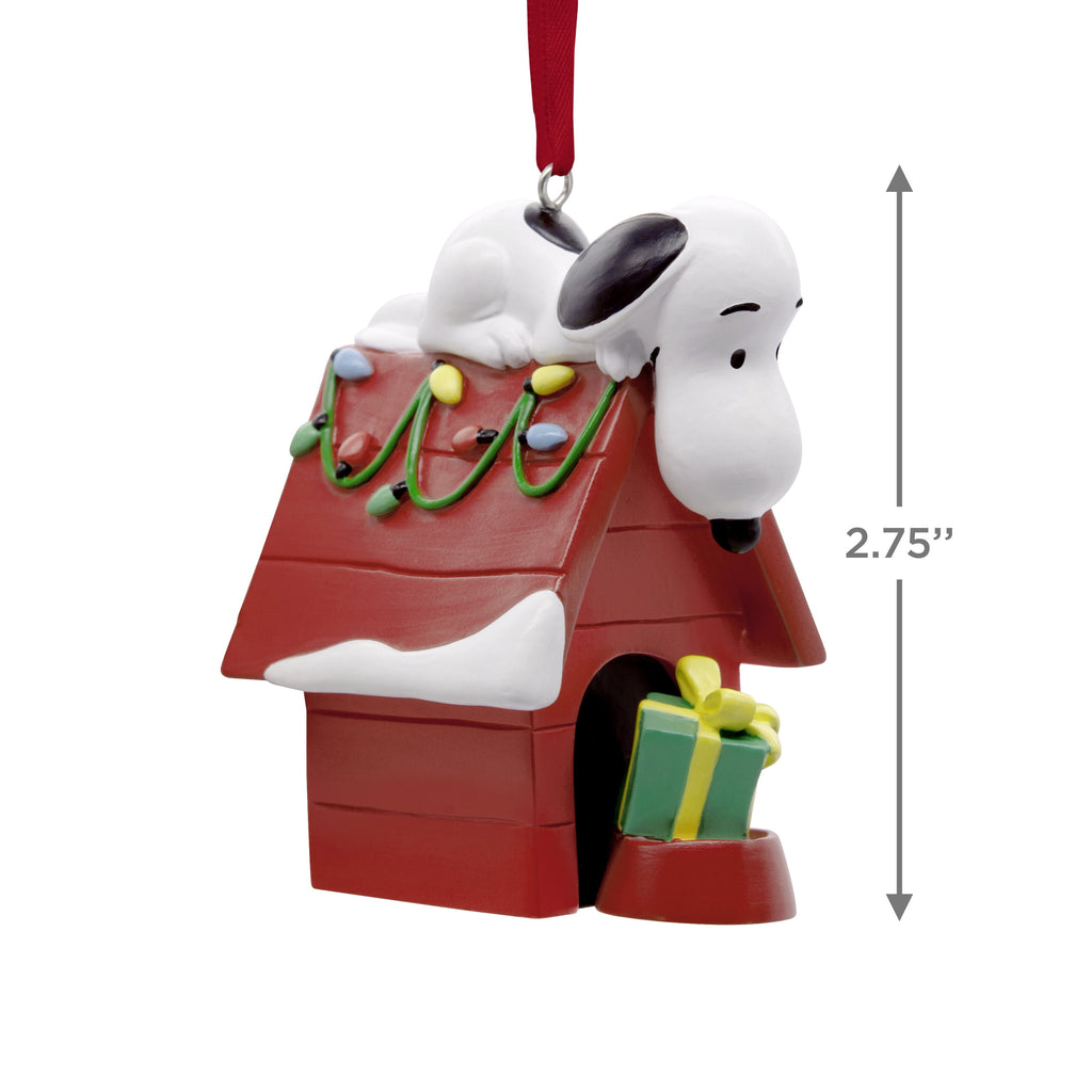 Hallmark Christmas Ornament (Peanuts Snoopy on Holiday Doghouse) , 1 Count