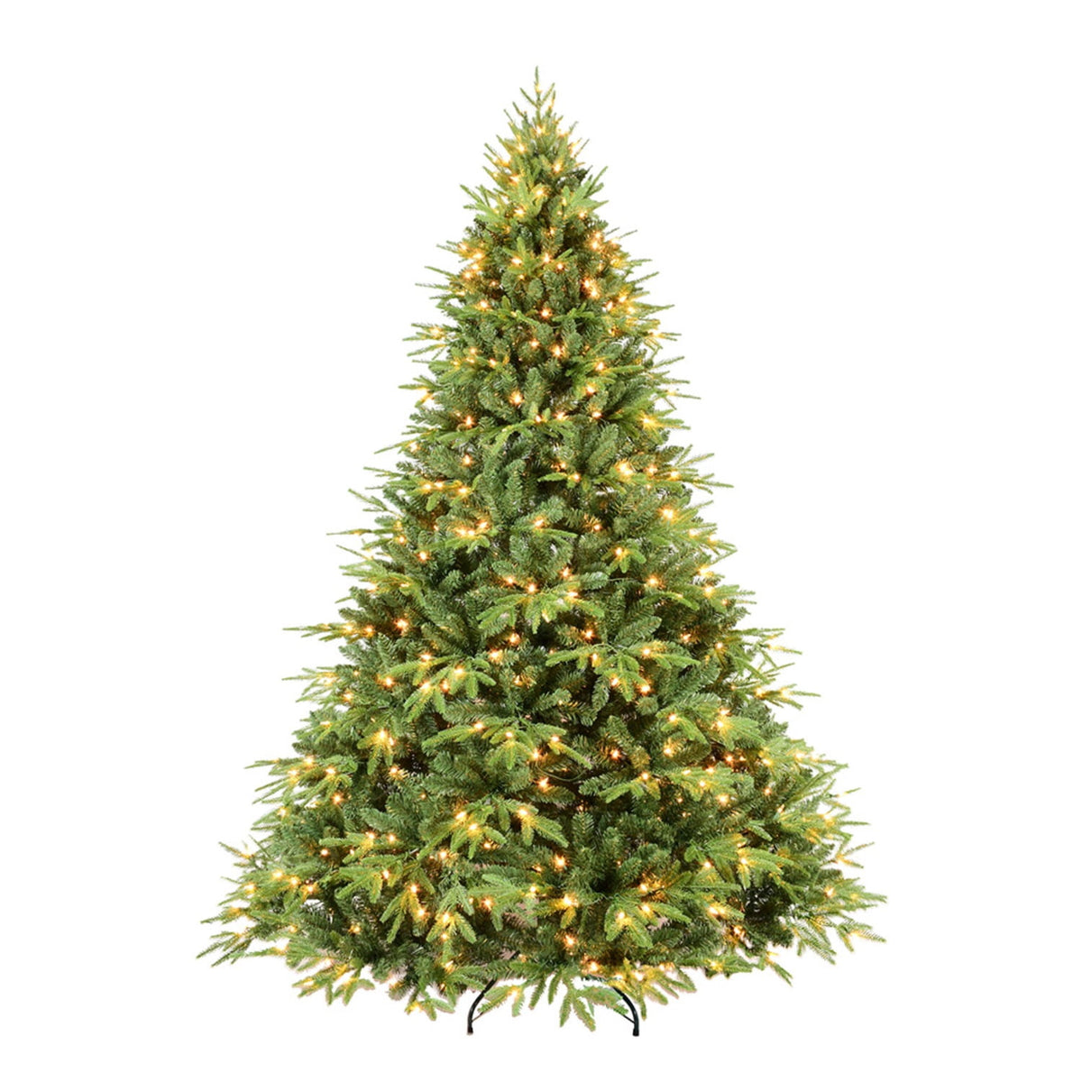 Artificial 6.5ft Green Christmas Tree with 2225 PE/PVC Mixed Branch Tips, 450L warm white led, Steel wire, Hinged Premium & Foldable Base for Indoor Holiday Decorating