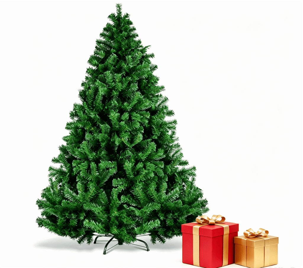 Artificial Christmas Tree, 7FT Premium Pine Unlit Holiday Decoration, Full Size Décor Easy Assembly Metal Stand