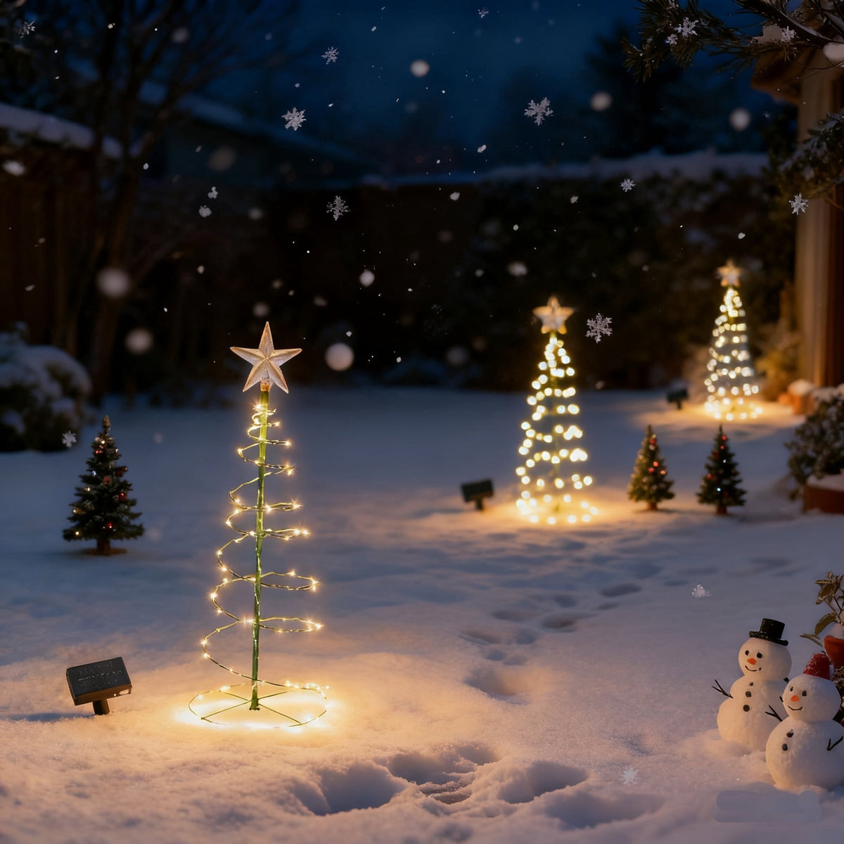 AuroraX Christmas Tree Christmas Decorations DIY 8 Lighting Modes Solar Waterproof Lighted Holiday Yard Stakes Indoor Outdoor Lights Patio Christmas Decorations
