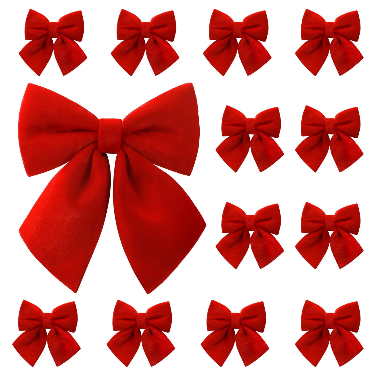 Ayieyill 13 Pack Velvet Red Christmas Tree Bows, Large Christmas Bows for Tree Wreath Stairs Railing Fireplace Indoor Decor
