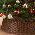 Ayieyill 26in Christmas Tree Collar, Handmade Woven Tree Collar, Christmas Tree Skirt for Artificial Trees | Wooden | Brown