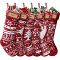 Ayieyill 6Pcs 18" Knit Christmas Stockings, Large Rustic Yarn Xmas Stockings for Christmas Family Holiday Decorations