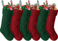 Ayieyill 6pcs Christmas Stockings Large Knitted Xmas Stockings 18 Inches Fireplace Hanging Stockings for Family Holiday Christmas Decoration