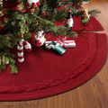 Ayieyill Christmas Tree Skirt, 48 inches Cable Knit Knitted Thick Rustic Xmas Tree Skirts Decoration, Red Tree Skirt Christmas Decoration, Burgundy