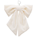 My Texas House White Beaded Velvet Decorative Christmas Bow, 7.5"