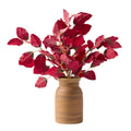 Better Homes and Gardens 19.5"H Artificial Real Touch Burgundy Leaves in 7.38"H Brown Ceramic Vase Made for Tabletops - 1.76 lbs