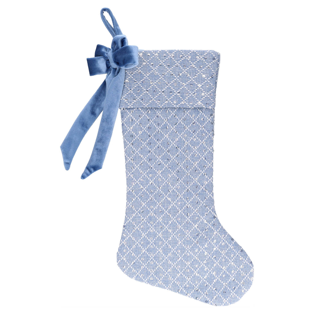 Sequin Christmas Stocking, Blue, 18", by Holiday Time