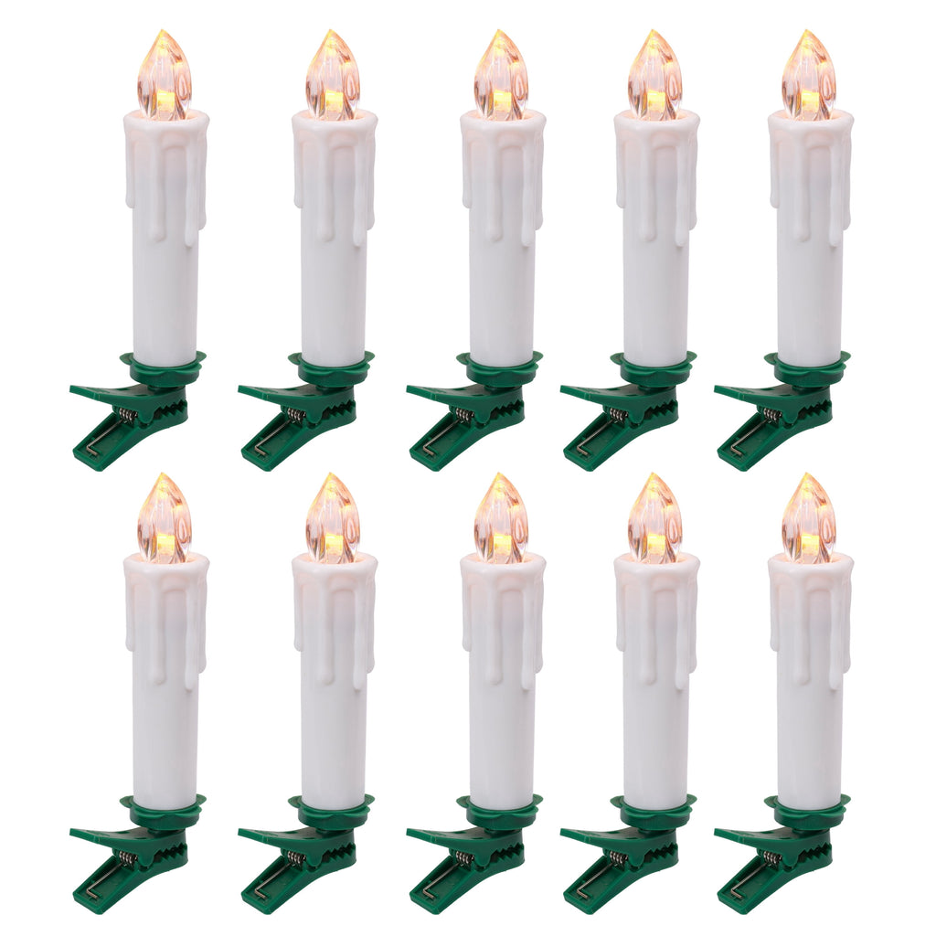 Indoor Battery-Operated LED Cordless Christmas Candle Clip Lights, 4", White, 10 Count, by Holiday Time