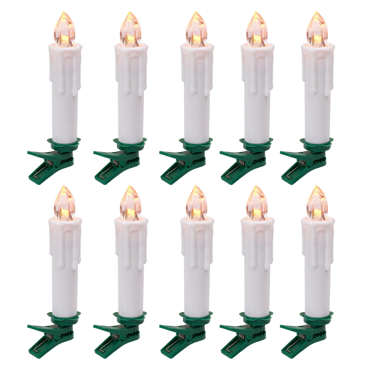 Indoor Battery-Operated LED Cordless Christmas Candle Clip Lights, 4", White, 10 Count, by Holiday Time
