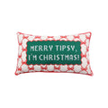 Holiday Time Merry Tipsy Decorative Christmas Lumbar Pillow