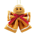 Brown Fabric Gingerbread Man Bow Christmas Ornament, 6", by Holiday Time