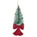 Red and Green Bottle Brush Tree with Bow Base Christmas Ornament, 8", by Holiday Time