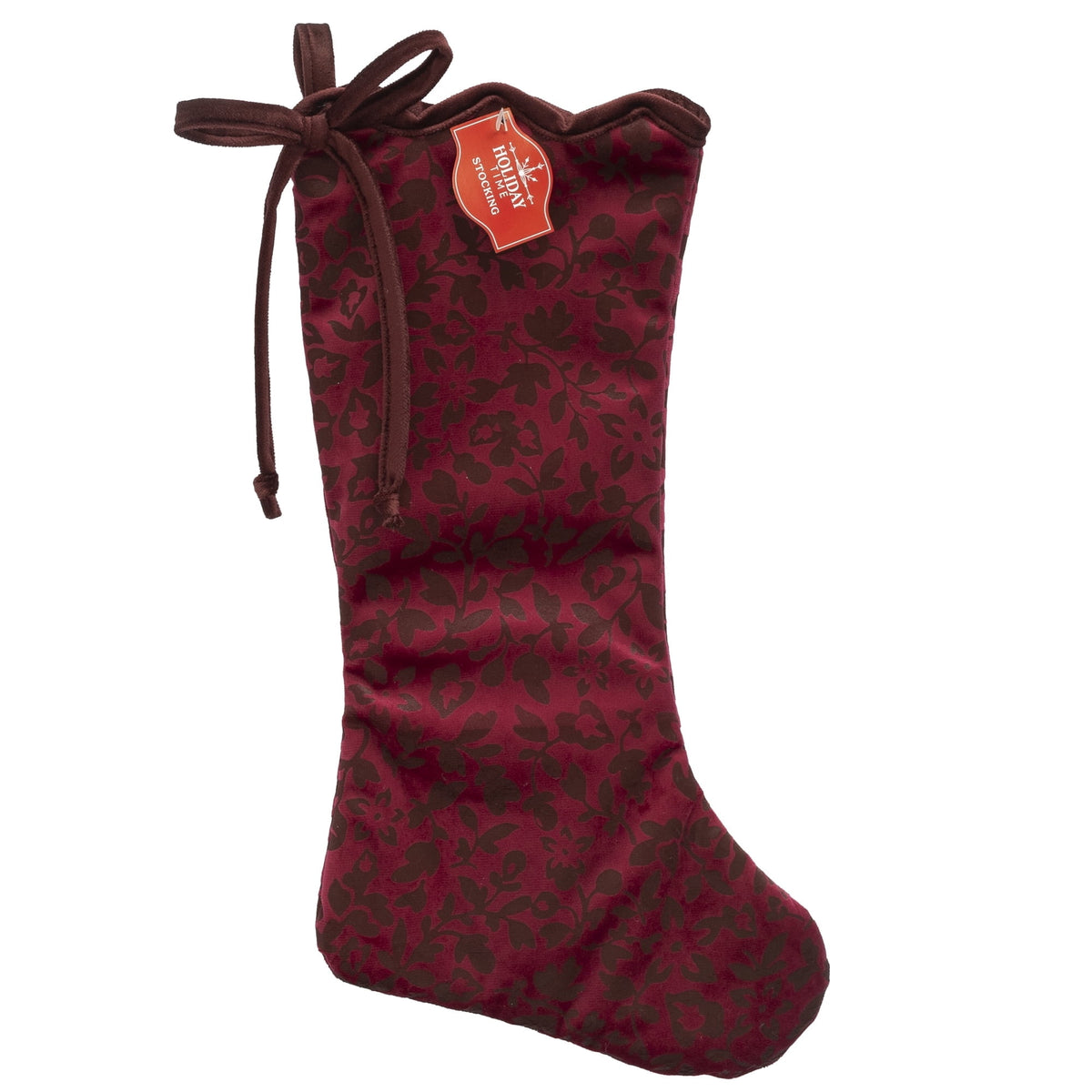 Velvet Floral Christmas Stocking, Burgundy, 20", by Holiday Time
