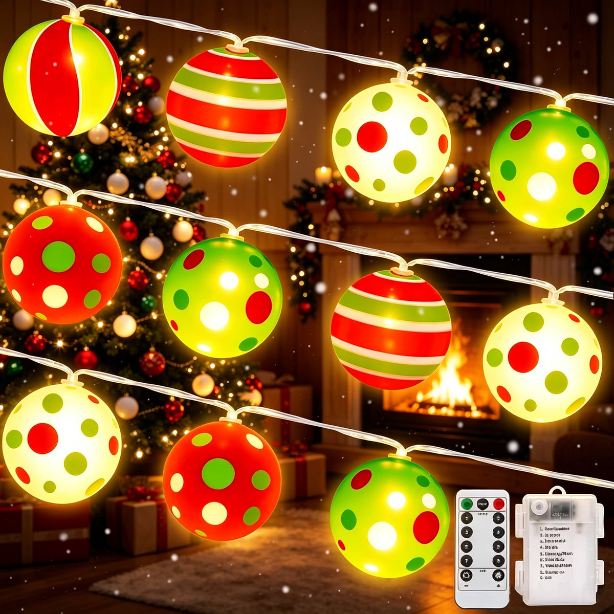Battery Operated Christmas Lights, 10 Ft 20 LED Waterproof Christmas String Lights with Timer & 8 Modes for Christmas Tree Wreath Decorations Holiday Home Garden Indoor Outdoor Decor