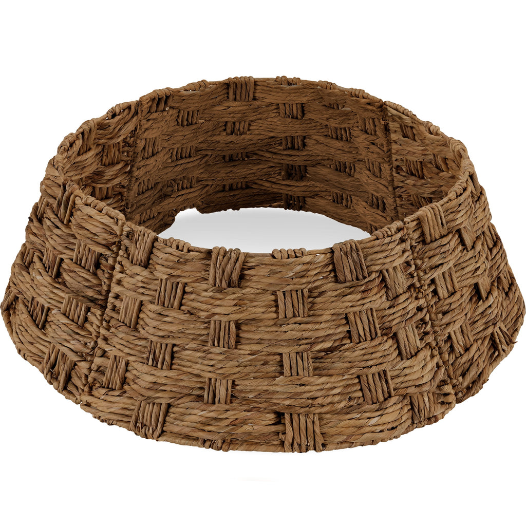 Best Choice Products 42in Basket Woven Hyacinth Christmas Tree Collar, Tree Skirt Accessory w/ Cord Cut-Out - Chestnut