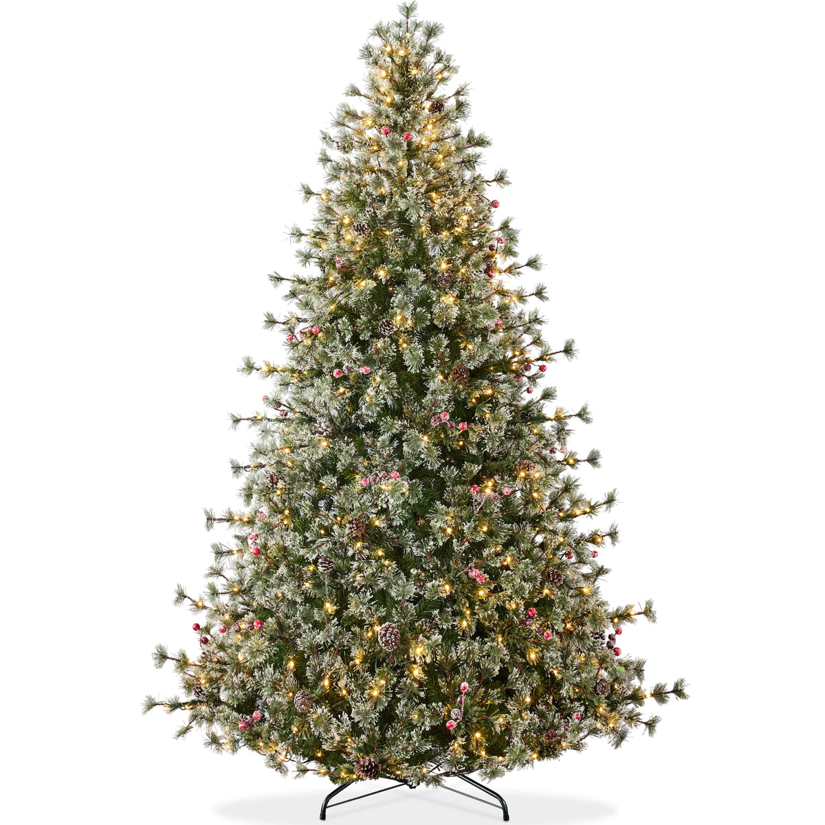 Best Choice Products 6ft Pre-Lit Cashmere Christmas Tree, Premium Semi-Flocked Pre-Decorated Artificial Holiday Decor