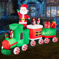 Best Choice Products 8.5 x 5ft Pre-Lit Inflatable Christmas Train & Animated Santa Claus w/ 10 LED Lights, Ground Stakes