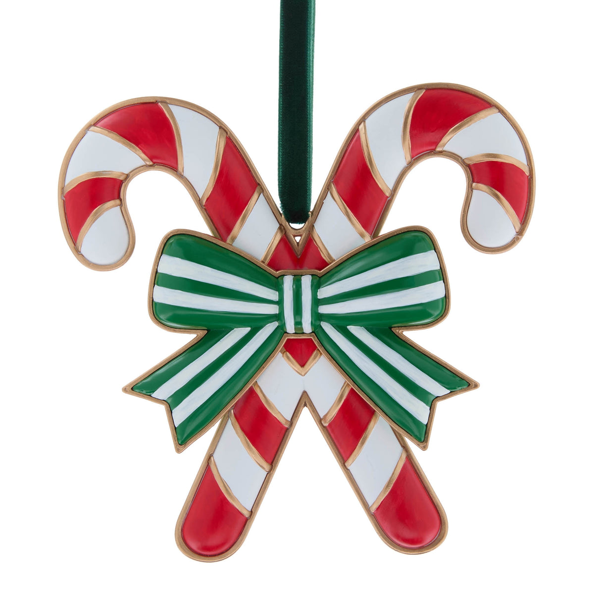 Red, White and Green Candy Cane and Bow Christmas Ornament, 5.5", by Holiday Time