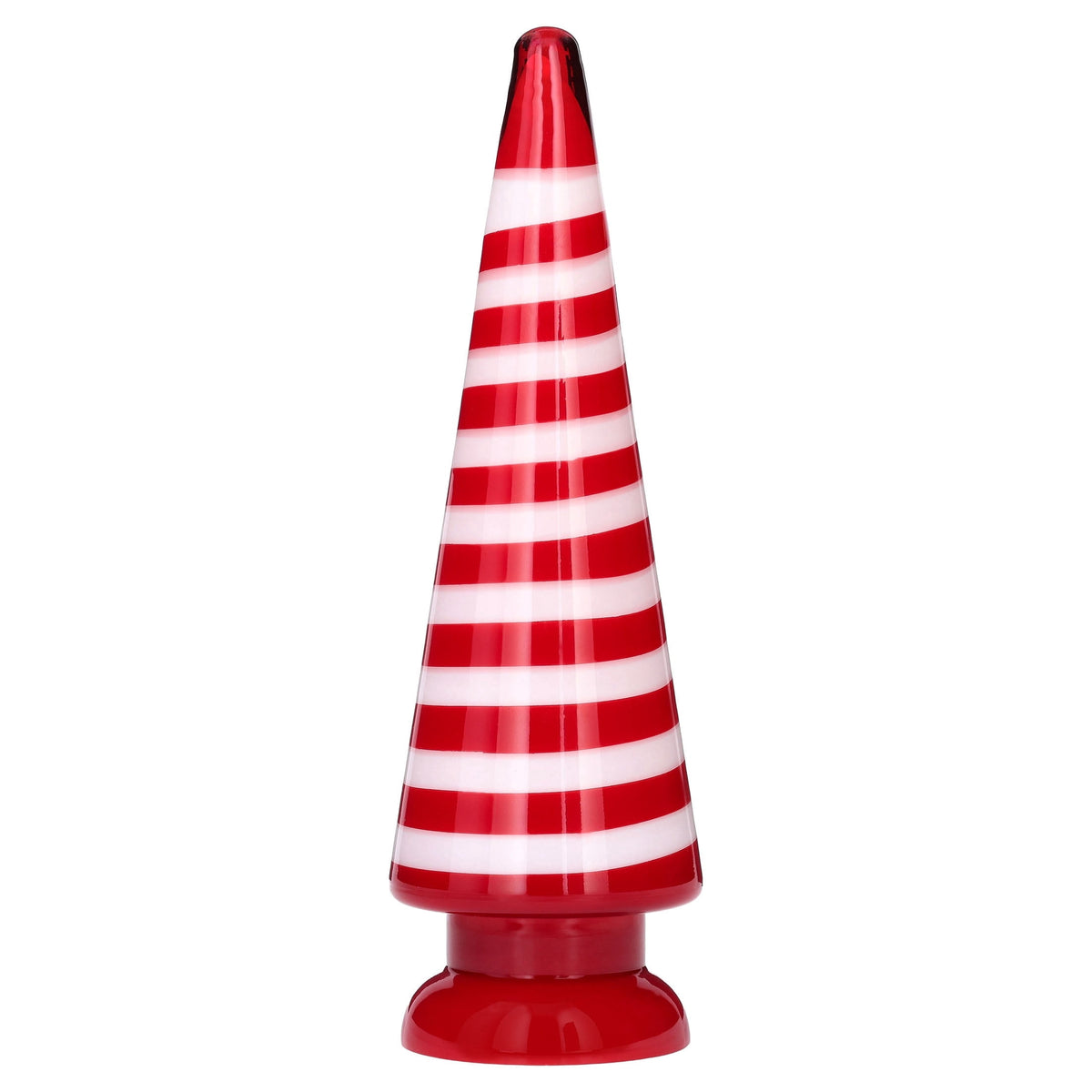 Large Striped Glass Tree Christmas Decoration, Red and White, 13", by Holiday Time